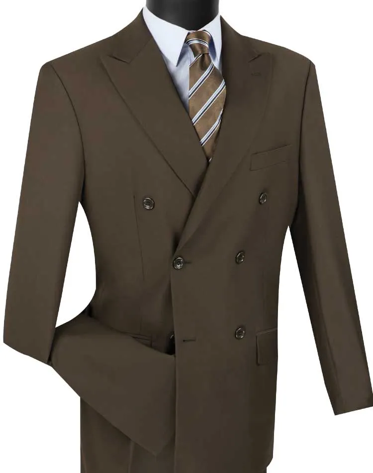 Regular Fit Double Breasted 2 Piece Suit (Brown) DC900-1