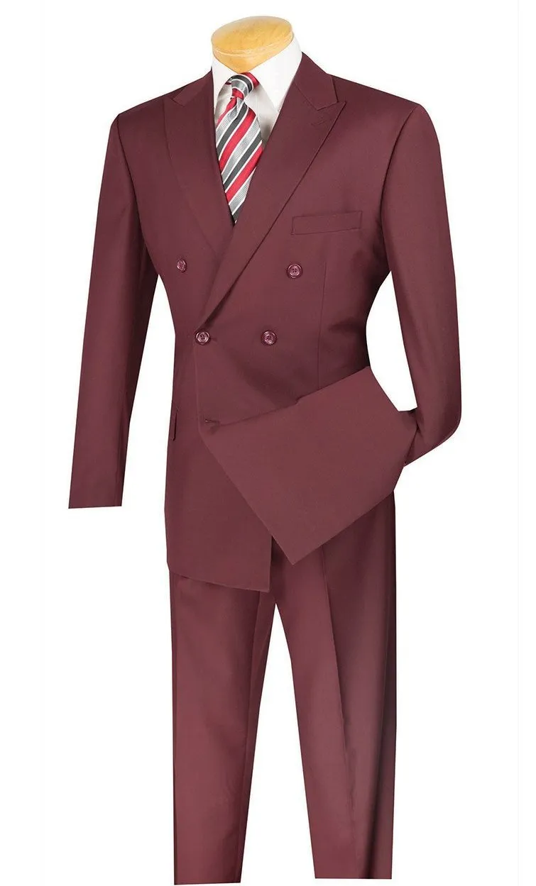 Regular Fit Double Breasted 2 Piece Suit (Burgundy) DC900-1