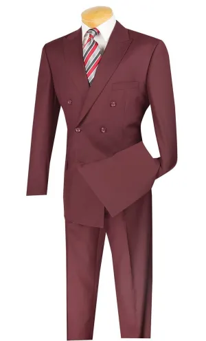 Regular Fit Double Breasted 2 Piece Suit (Burgundy) DC900-1