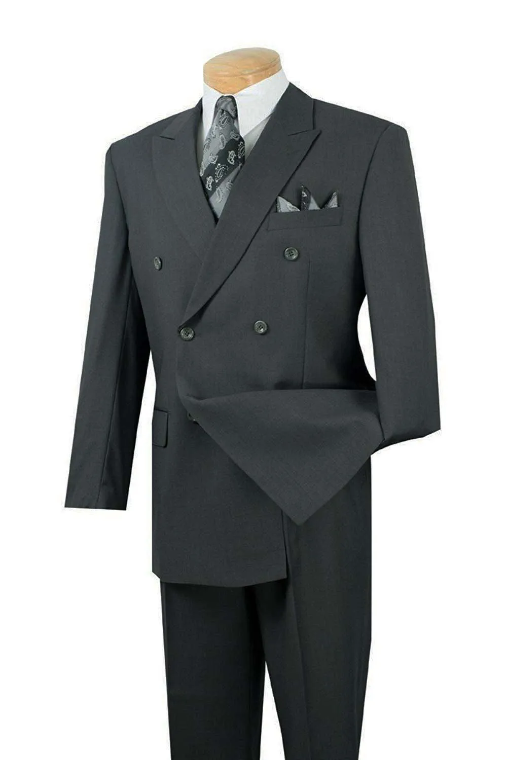 Regular Fit Double Breasted 2 Piece Suit (Charcoal) DPP