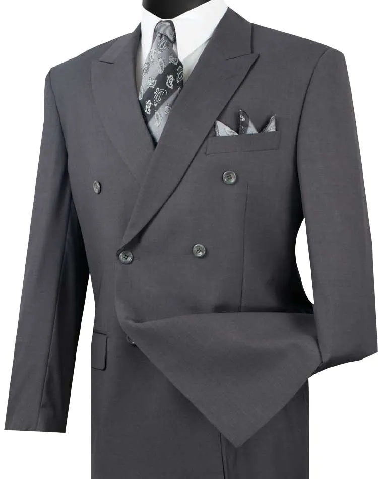 Regular Fit Double Breasted 2 Piece Suit (Heather Gray) DC900-1
