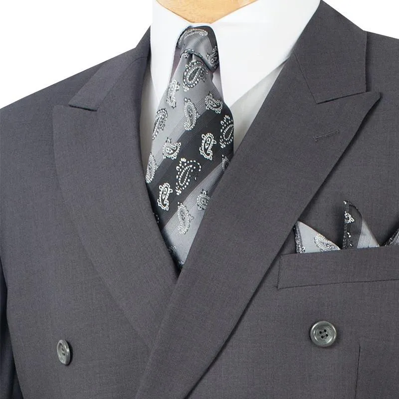 Regular Fit Double Breasted 2 Piece Suit (Heather Gray) DC900-1