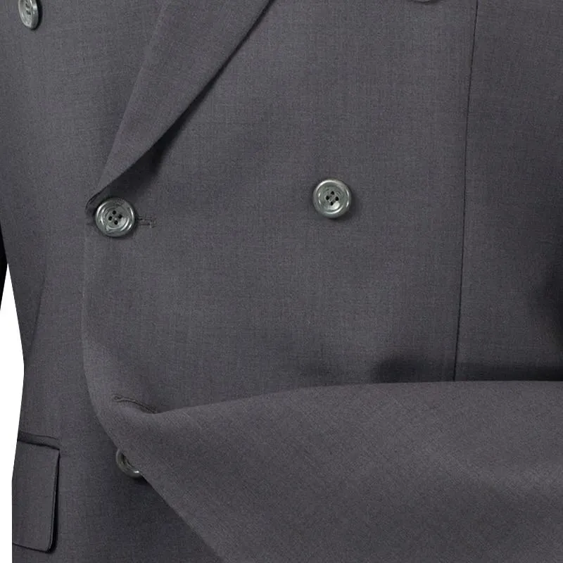 Regular Fit Double Breasted 2 Piece Suit (Heather Gray) DC900-1