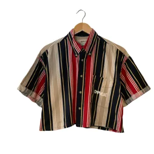 Retro Stripes Cropped Button-up