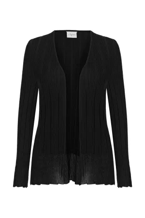 RIBBED CARDIGAN WITH GLITTERED TIPS BLACK