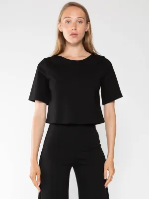 Ripley Rader Black Ponte Knit Short Sleeve Top