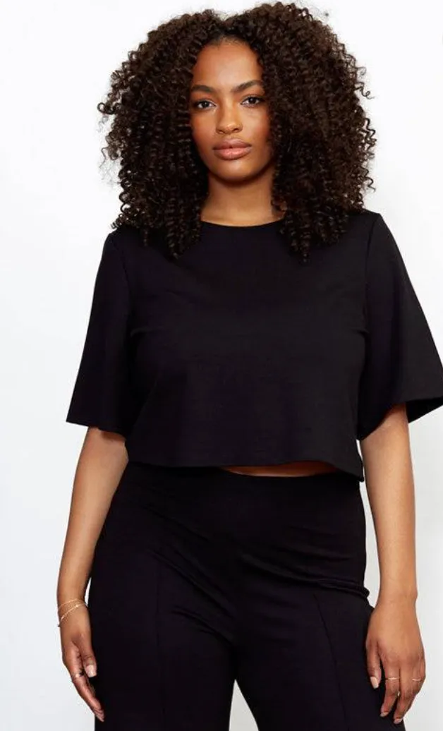 Ripley Rader Black Ponte Knit Short Sleeve Top