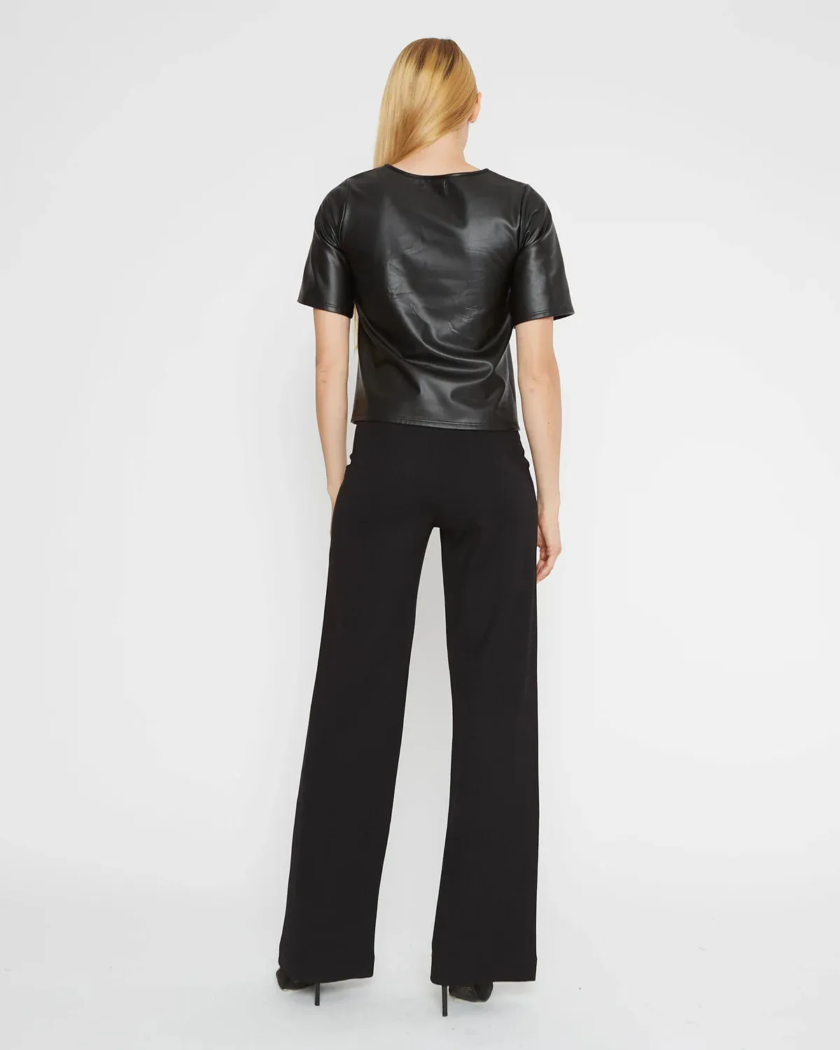 Ripley Rader Black Vegan Leather Short Sleeve Top Extended
