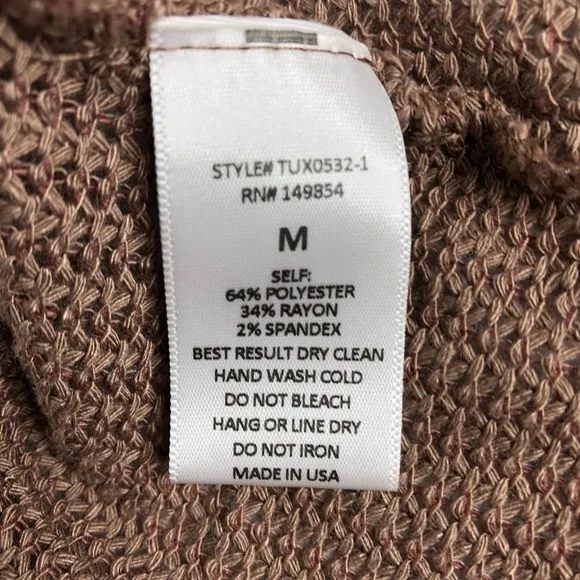 Sage The Label Tan Split Back Light Sweater M NWT
