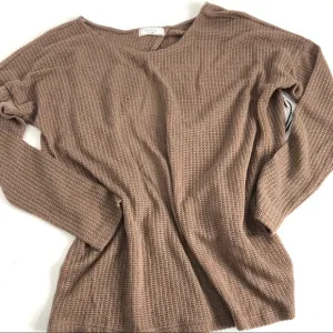 Sage The Label Tan Split Back Light Sweater M NWT