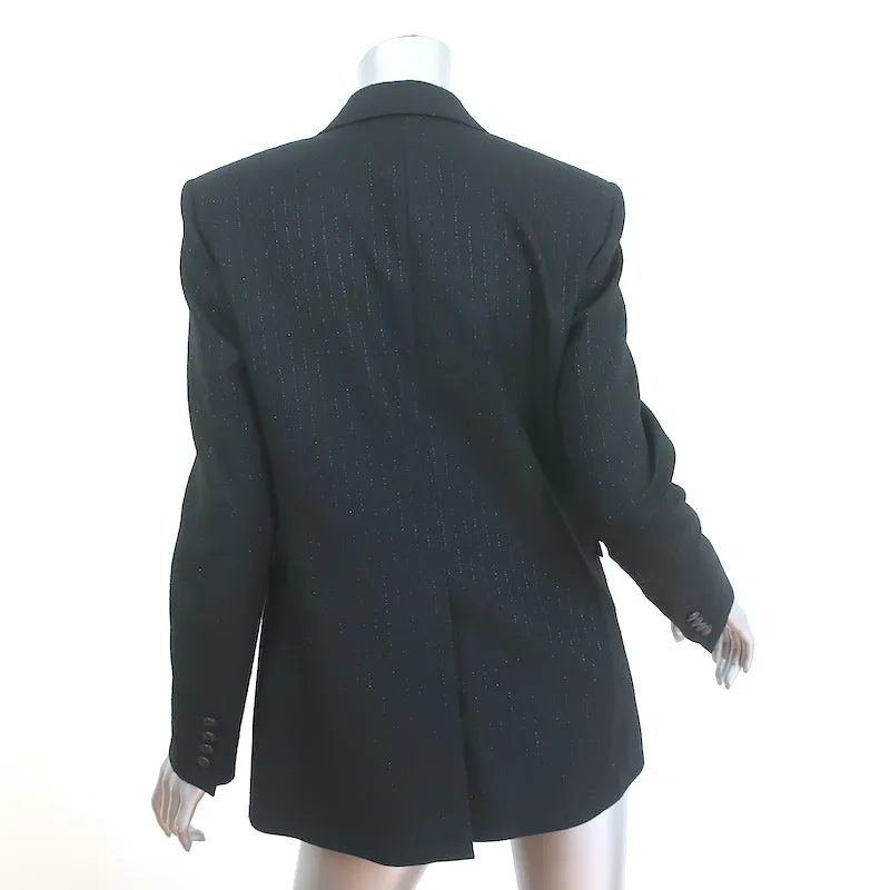 Saint Laurent Double Breasted Blazer Jacket Black Metallic-Striped Wool Size 40