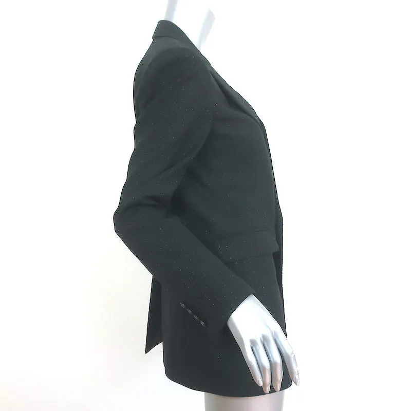 Saint Laurent Double Breasted Blazer Jacket Black Metallic-Striped Wool Size 40