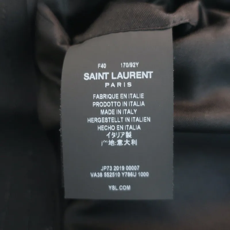 Saint Laurent Double Breasted Blazer Jacket Black Metallic-Striped Wool Size 40
