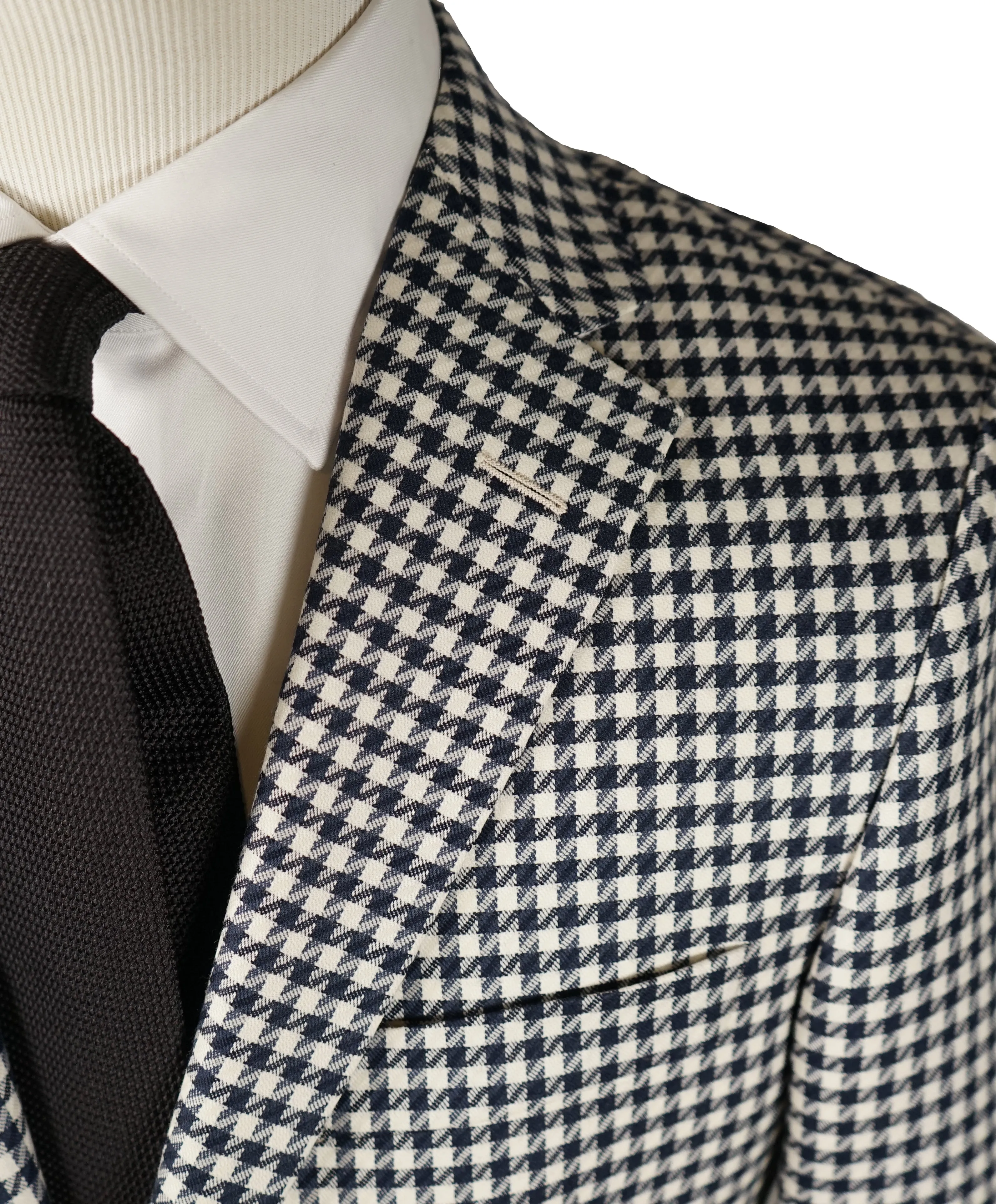 SAKS 5TH AVE BY HICKEY FREEMAN - Navy & Ivory Houndstooth Wool Blazer -  38R