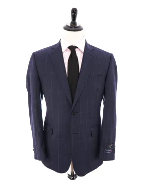 SAKS FIFTH AVENUE / ERMENEGILDO ZEGNA- Slim Blue Check Windowpane Blazer- 42R