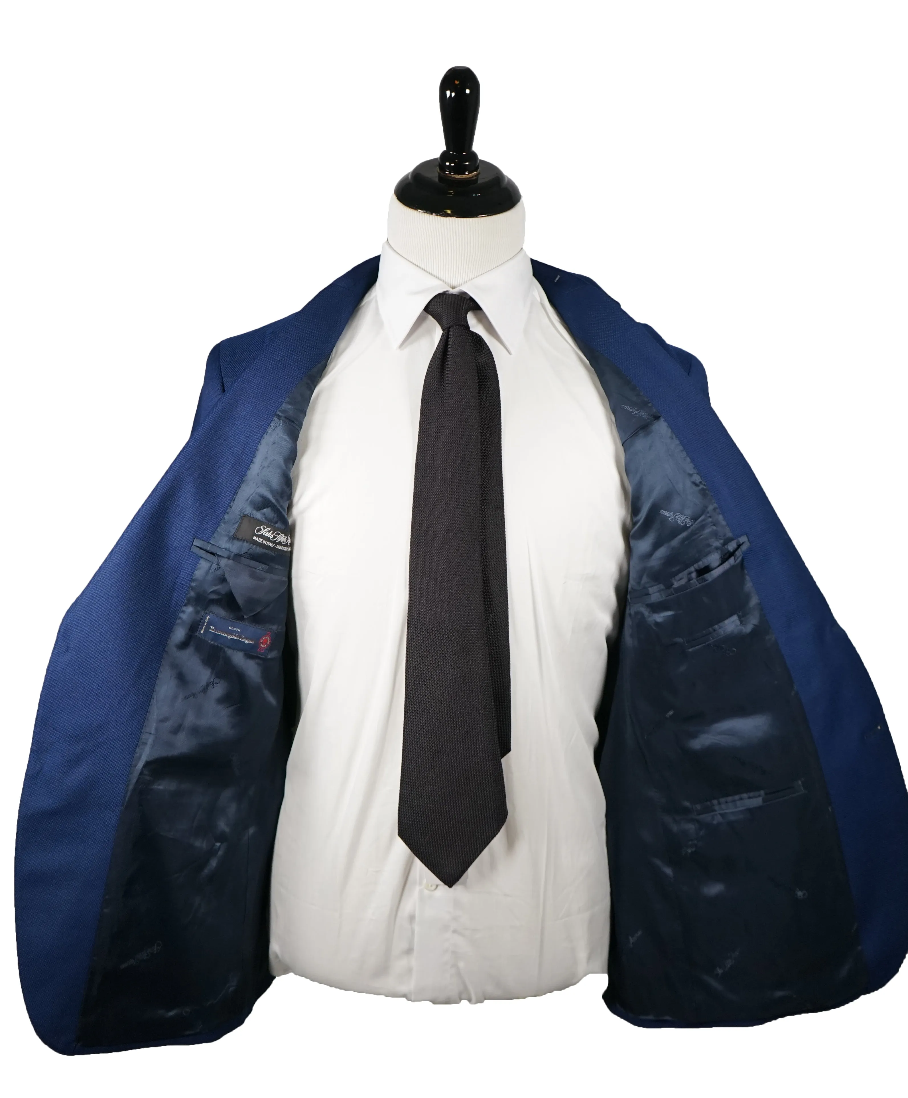 SAKS FIFTH AVENUE / ERMENEGILDO ZEGNA- Slim Cobalt Blue Wool/Silk Blazer- 40R