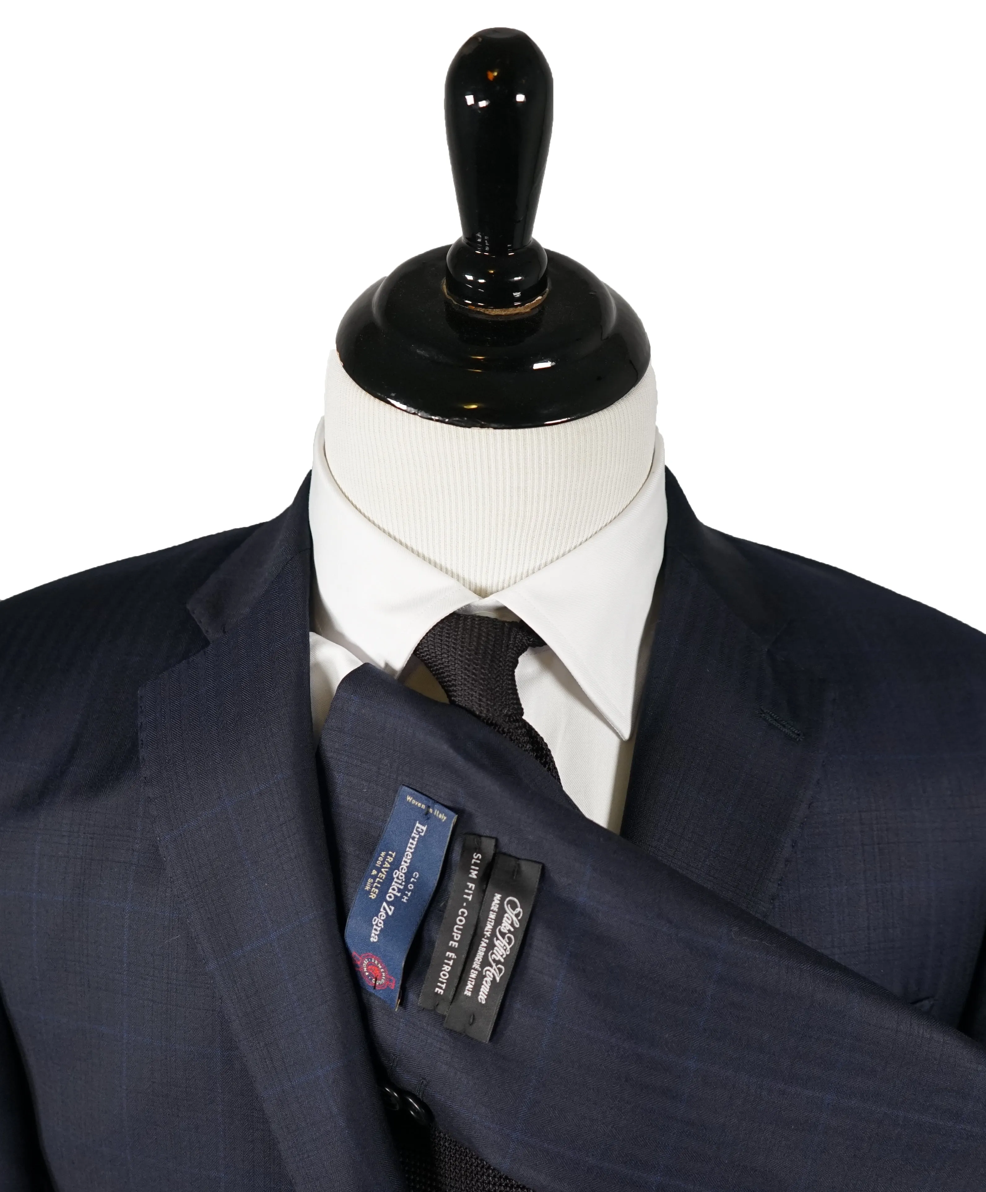 SAKS FIFTH AVENUE / ERMENEGILDO ZEGNA- Slim Silk Blend Plaid Blazer- 40R
