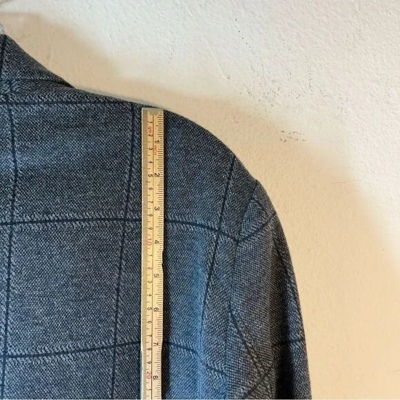 SAKS FIFTH AVENUE RED MENS SWEATER BLAZER LARGE GREY PLAID KNIT JACKET COAT