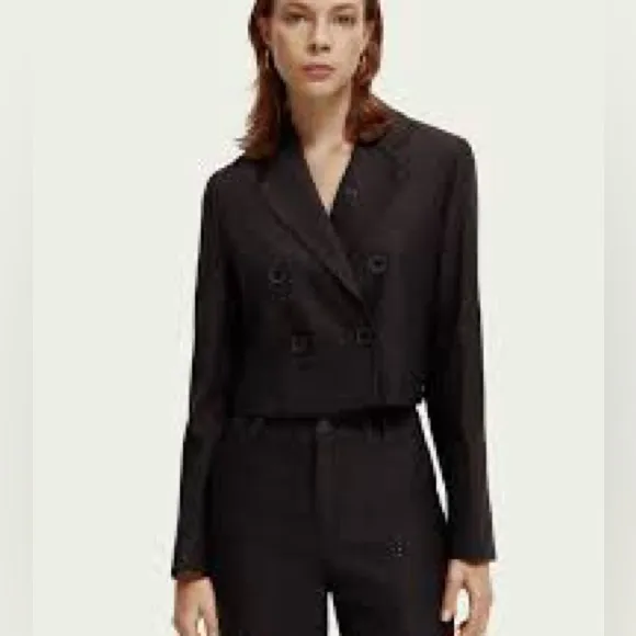 Scotch &amp; Soda Cropped Double Breasted Blazer