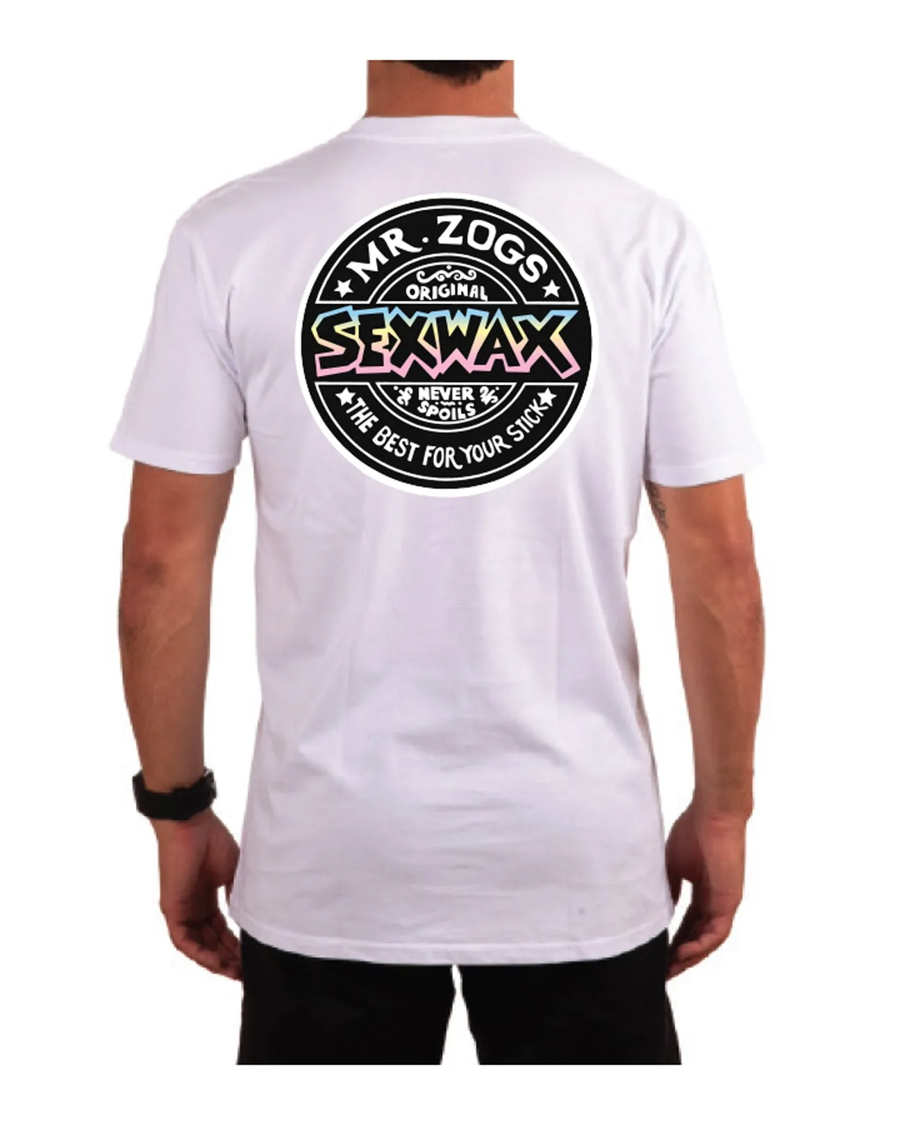 SEXWAX Tee | Word Fade Blue Yellow Pink