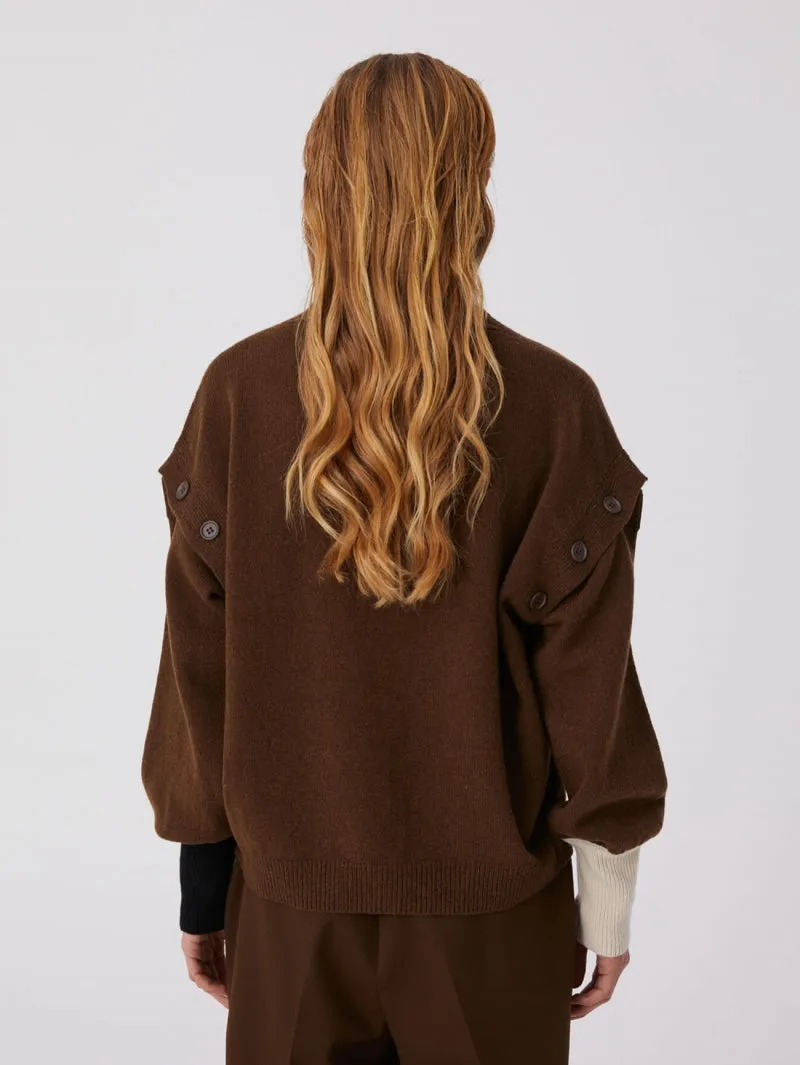 Sfizio - Cardigan with Buttons - Metropolitan Brown