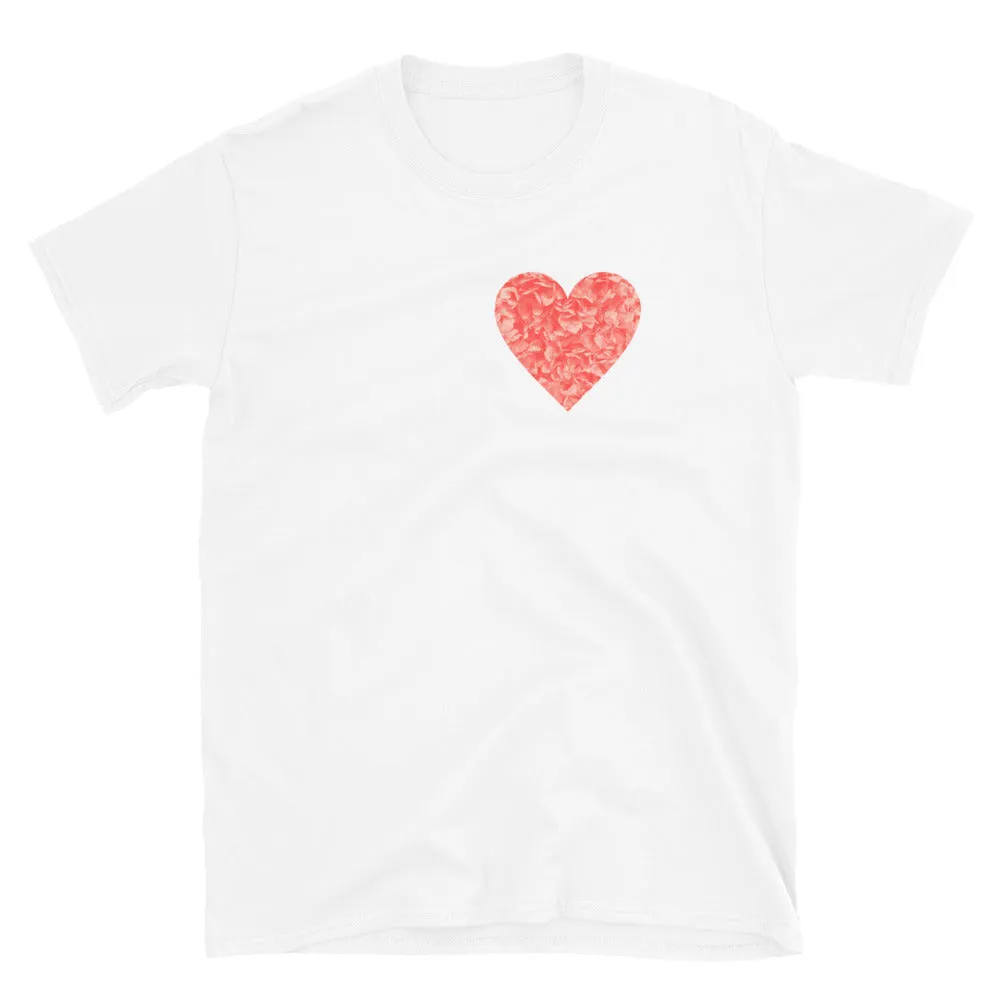 Short-Sleeve Unisex T-Shirt - Pink Floral Heart