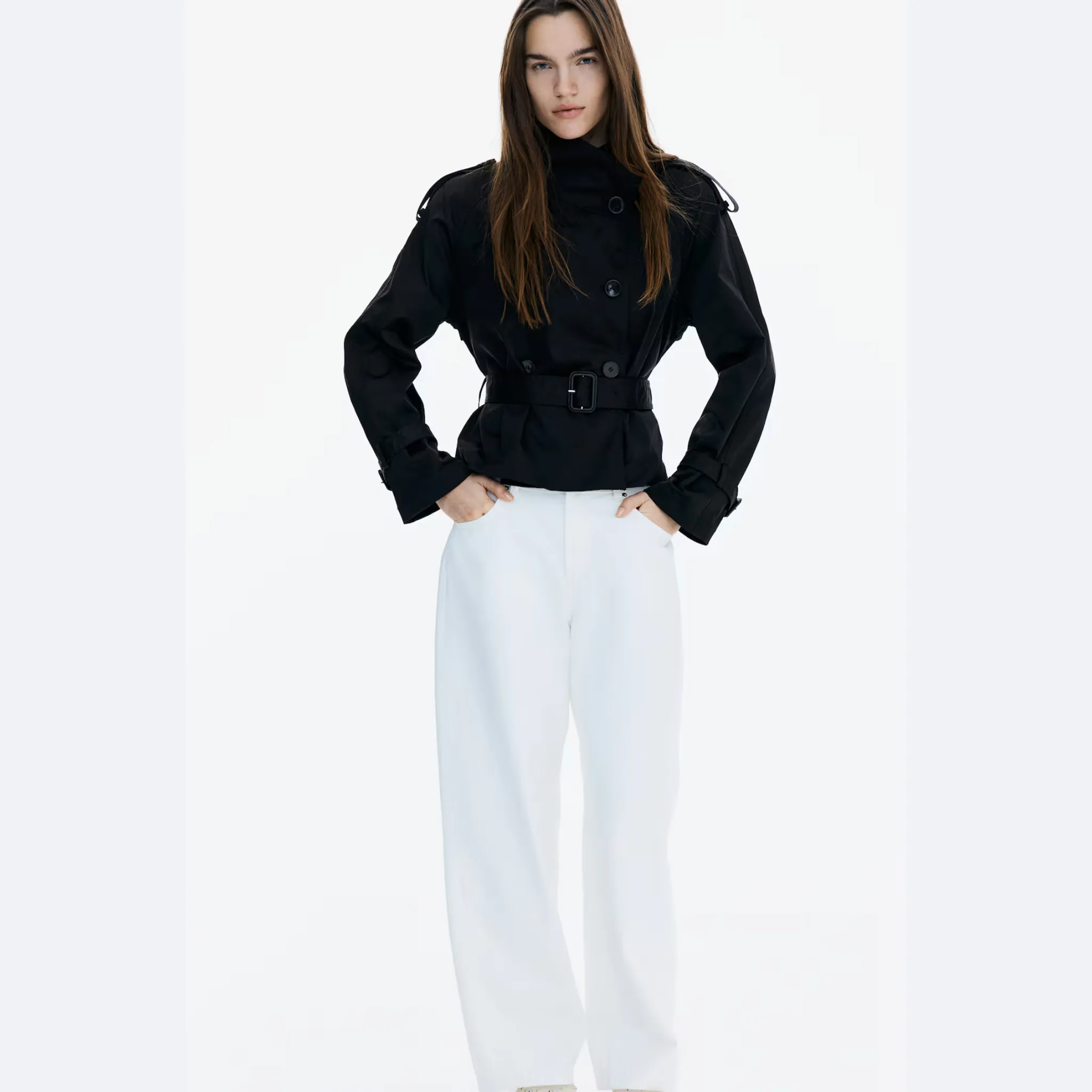 Short Twill Trench Coat