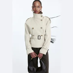 Short Twill Trench Coat