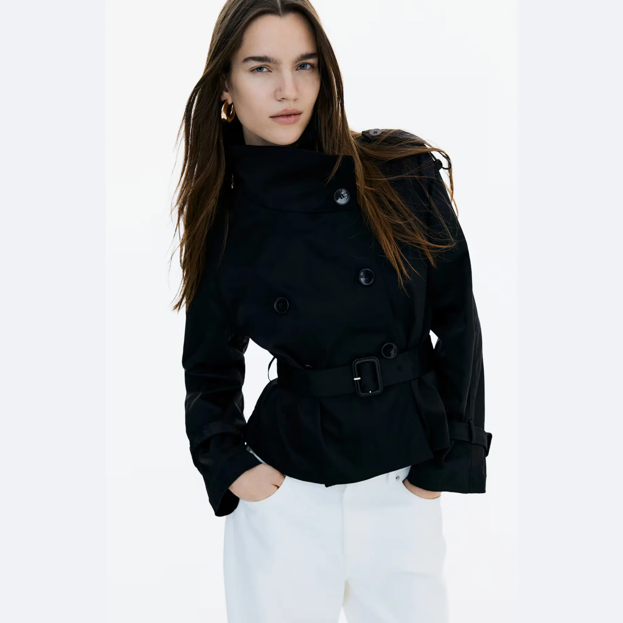 Short Twill Trench Coat