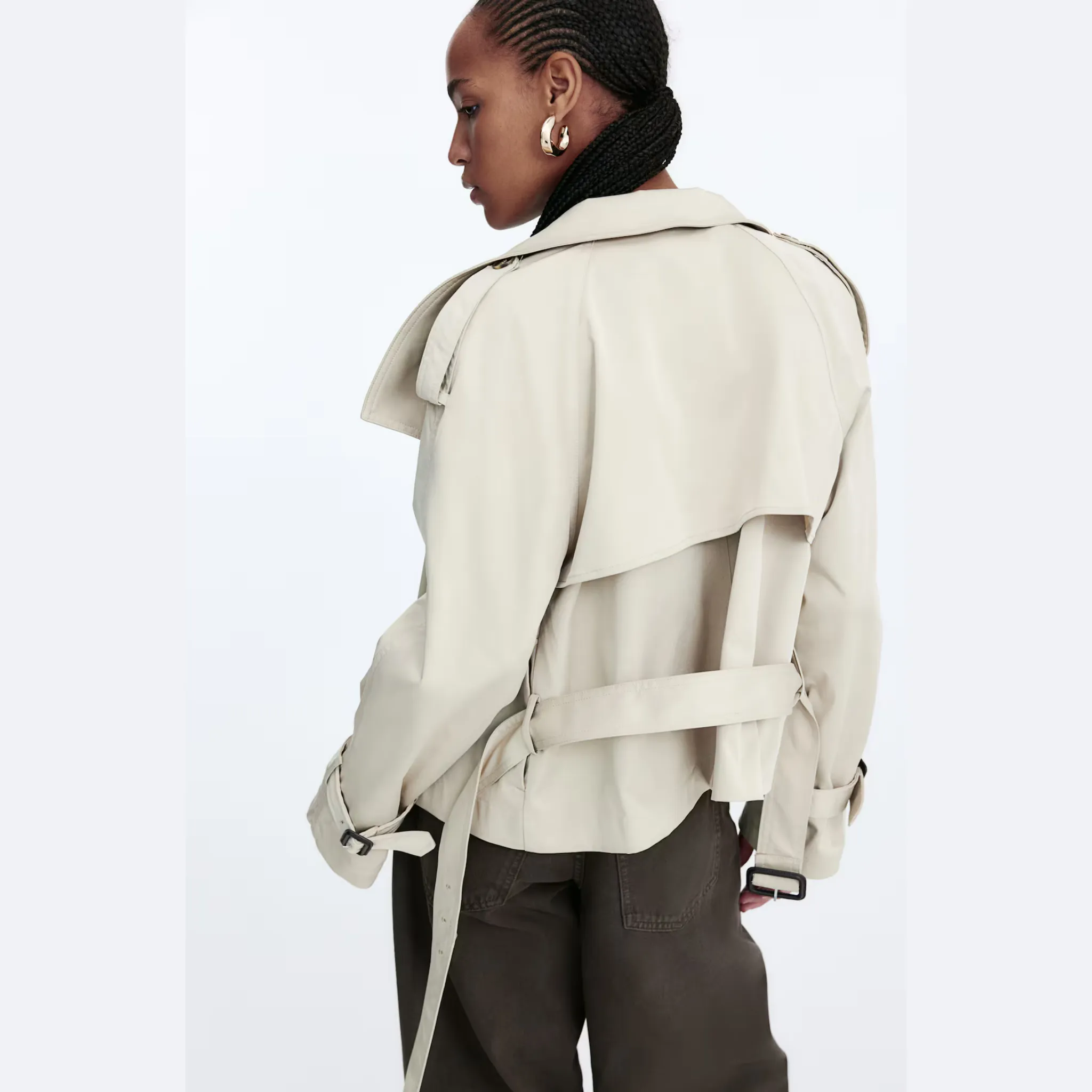 Short Twill Trench Coat