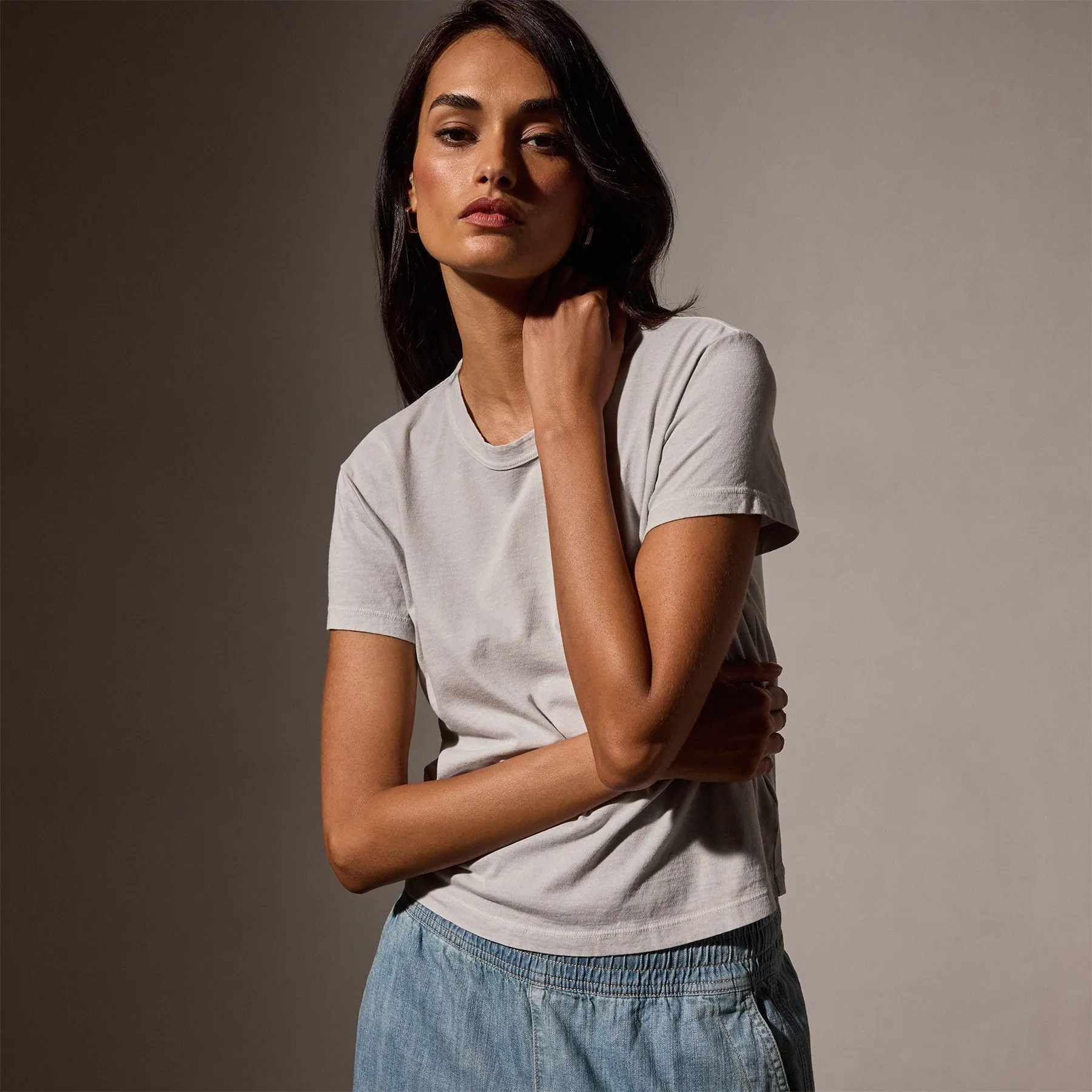 Shrunken Crew Neck Tee - Salt Pigment