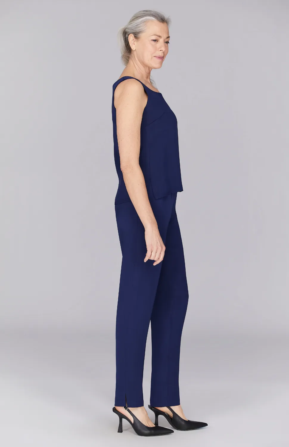 Silk Essential Narrow Leg Pant w/Flat Front & Back Elastic