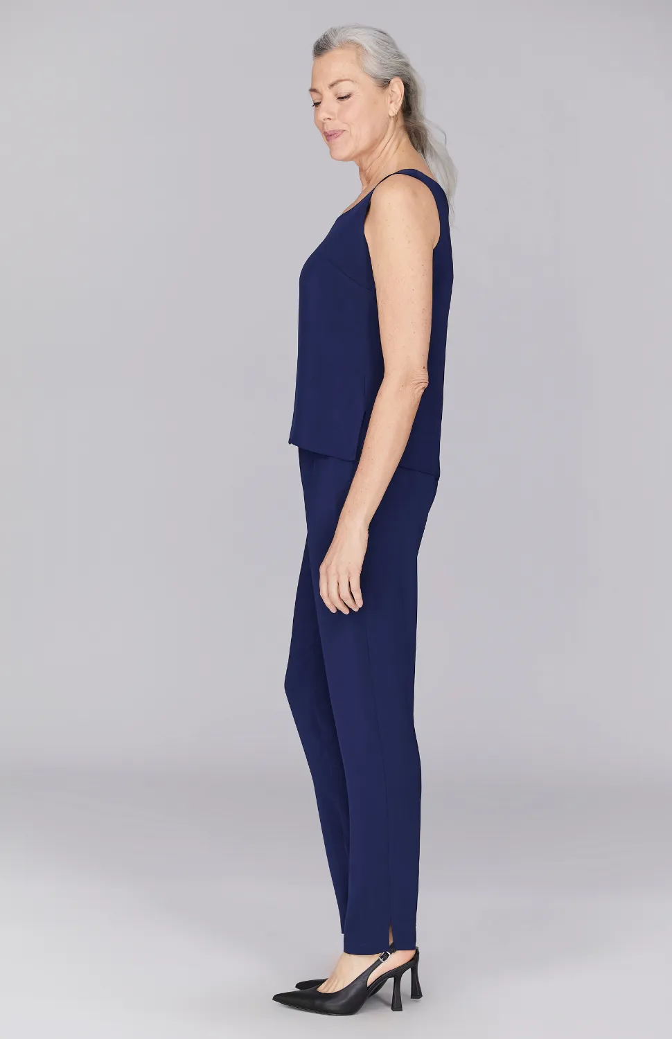 Silk Essential Narrow Leg Pant w/Flat Front & Back Elastic