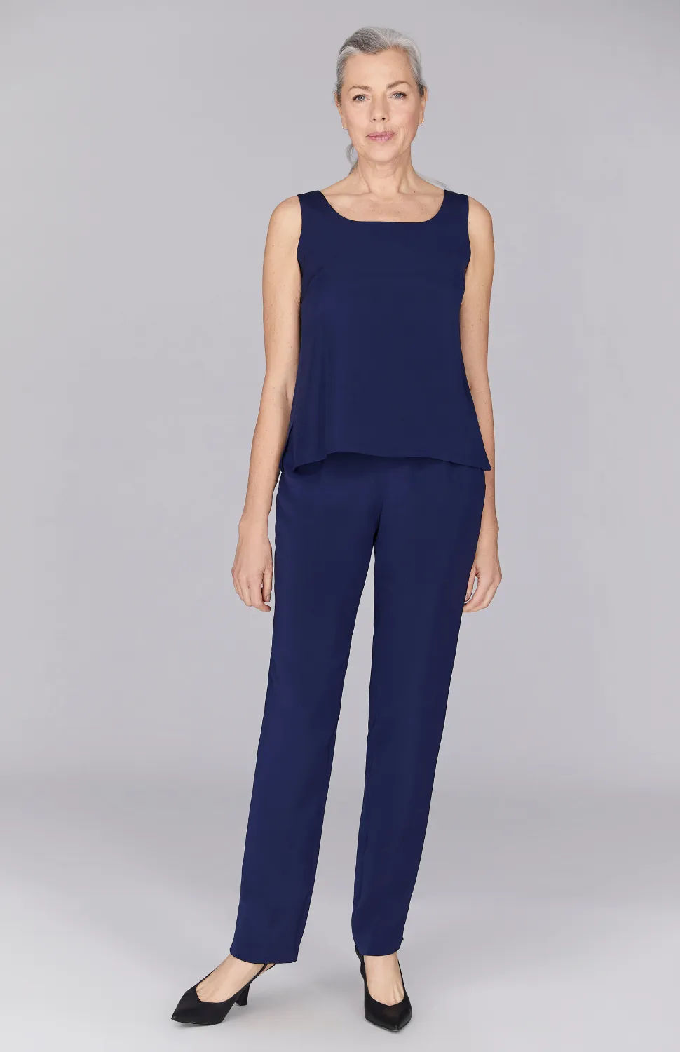 Silk Essential Narrow Leg Pant w/Flat Front & Back Elastic