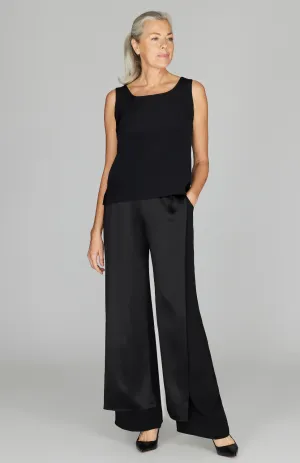 Silk Overlap Pant w/ Satin Panel