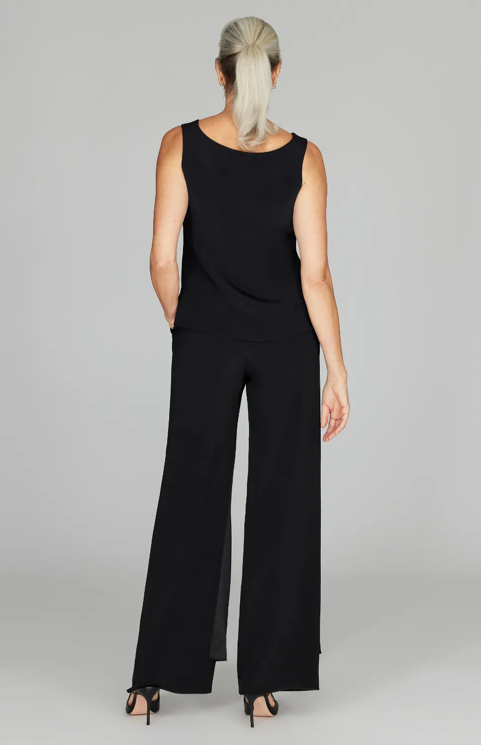 Silk Overlap Pant w/ Satin Panel