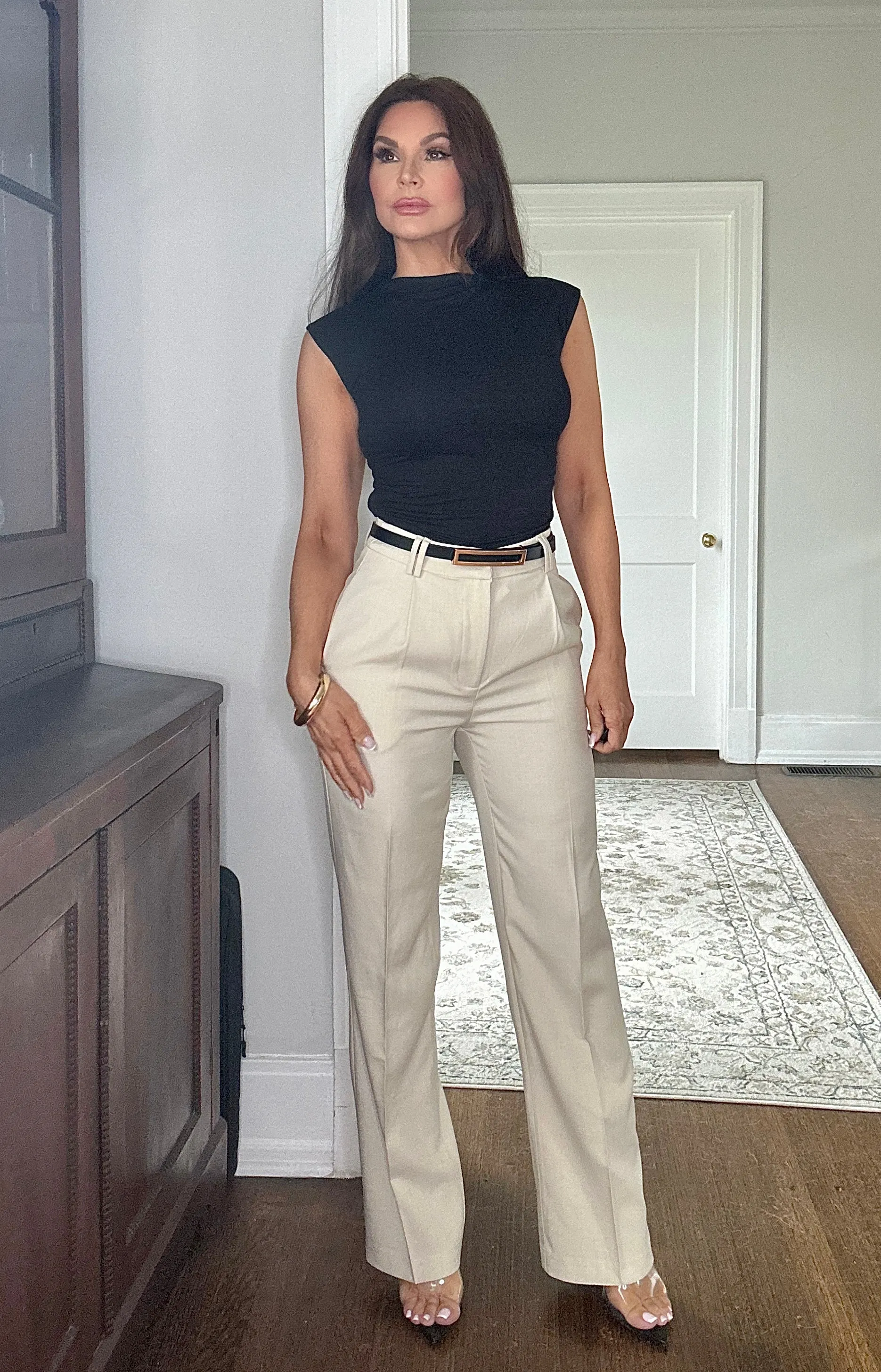 Simone eggshell straight leg pant