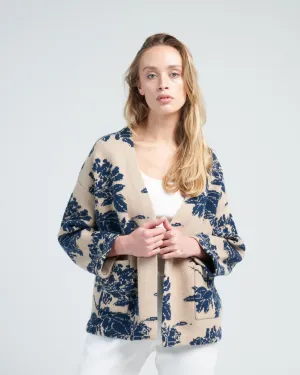 sonia cardigan - biscuit/dark indigo