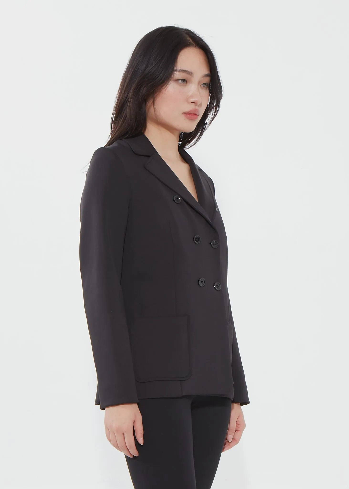Sonia Rykiel Black Jersey Double Breast Blazer - 38