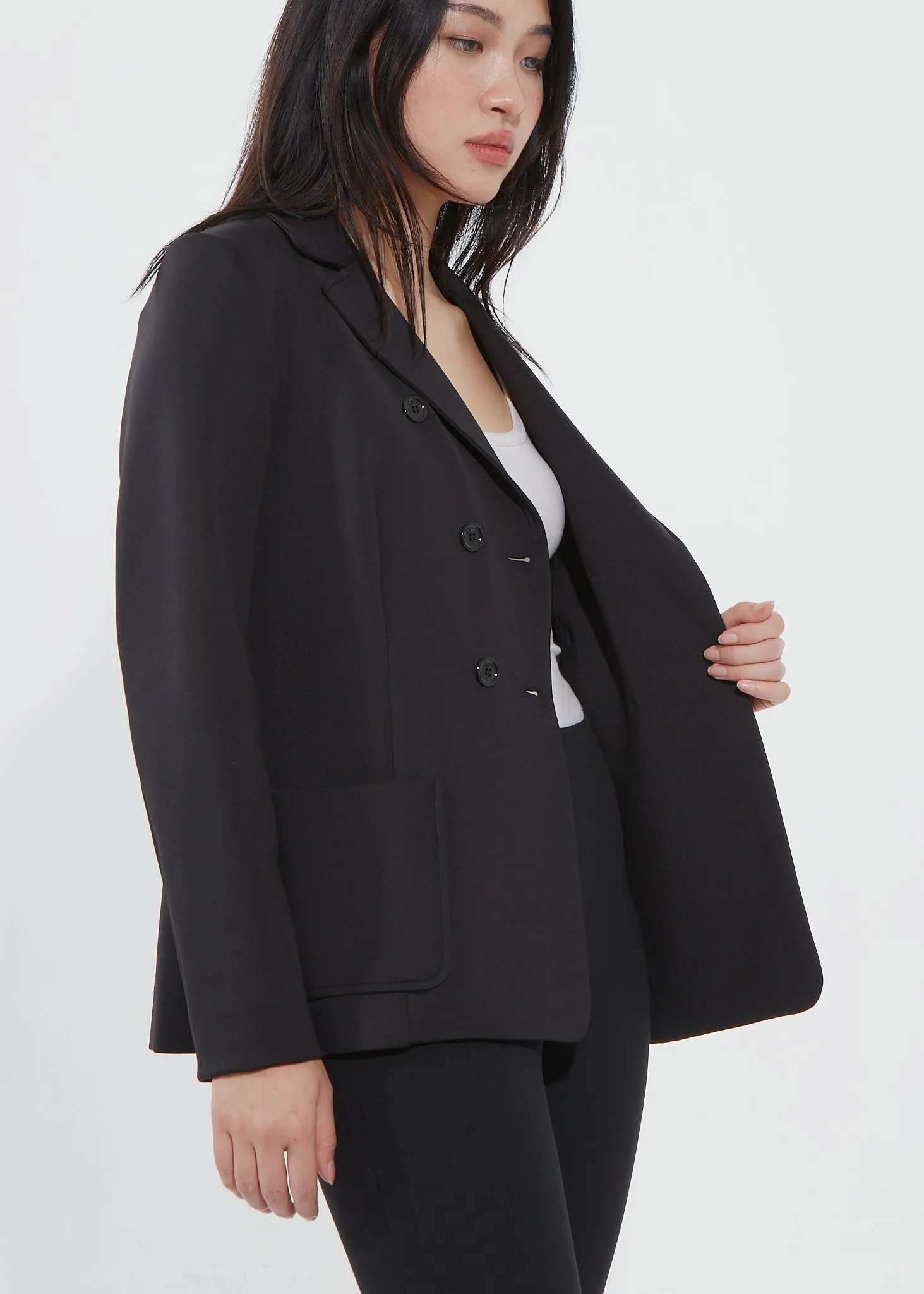 Sonia Rykiel Black Jersey Double Breast Blazer - 38