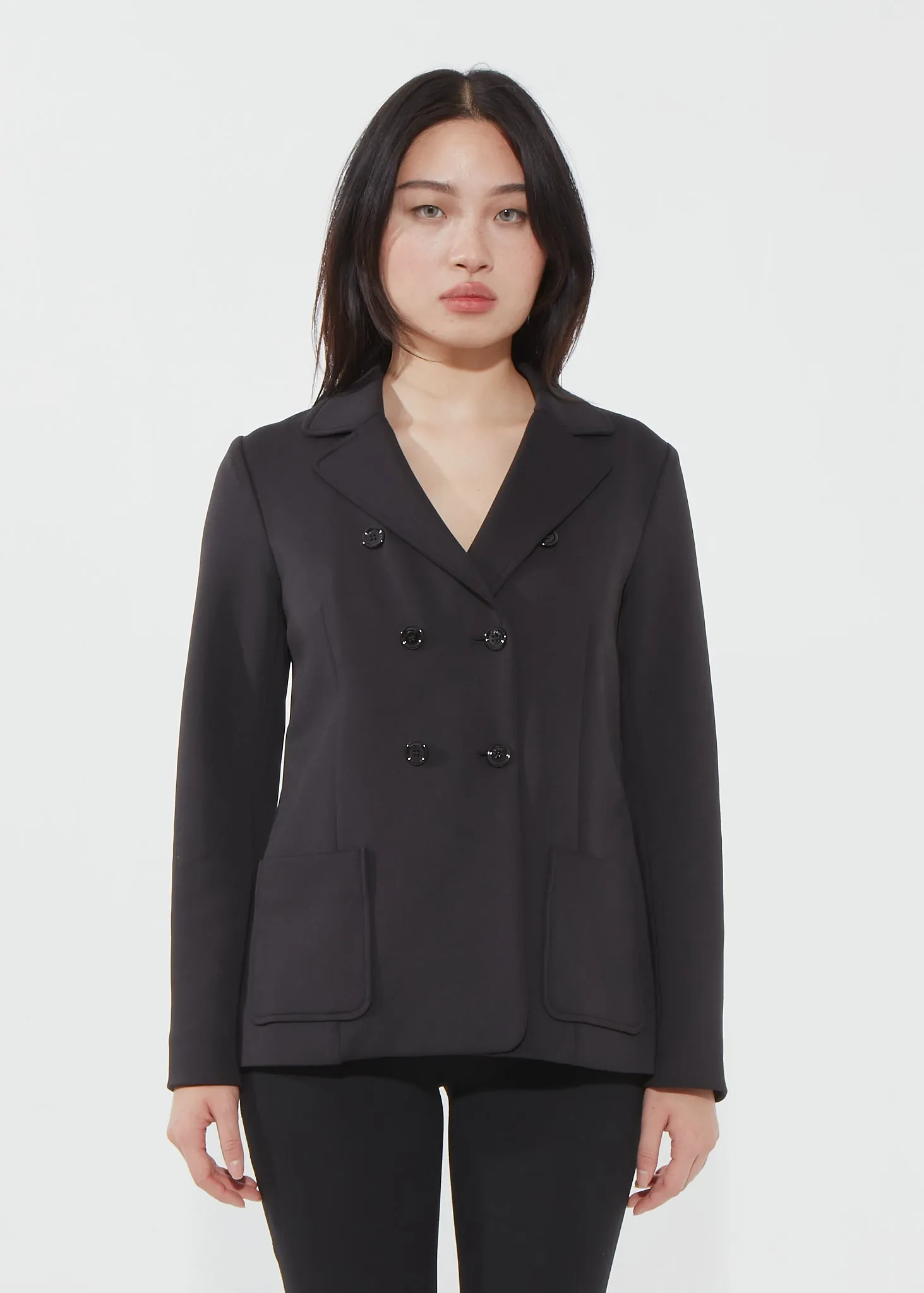 Sonia Rykiel Black Jersey Double Breast Blazer - 38