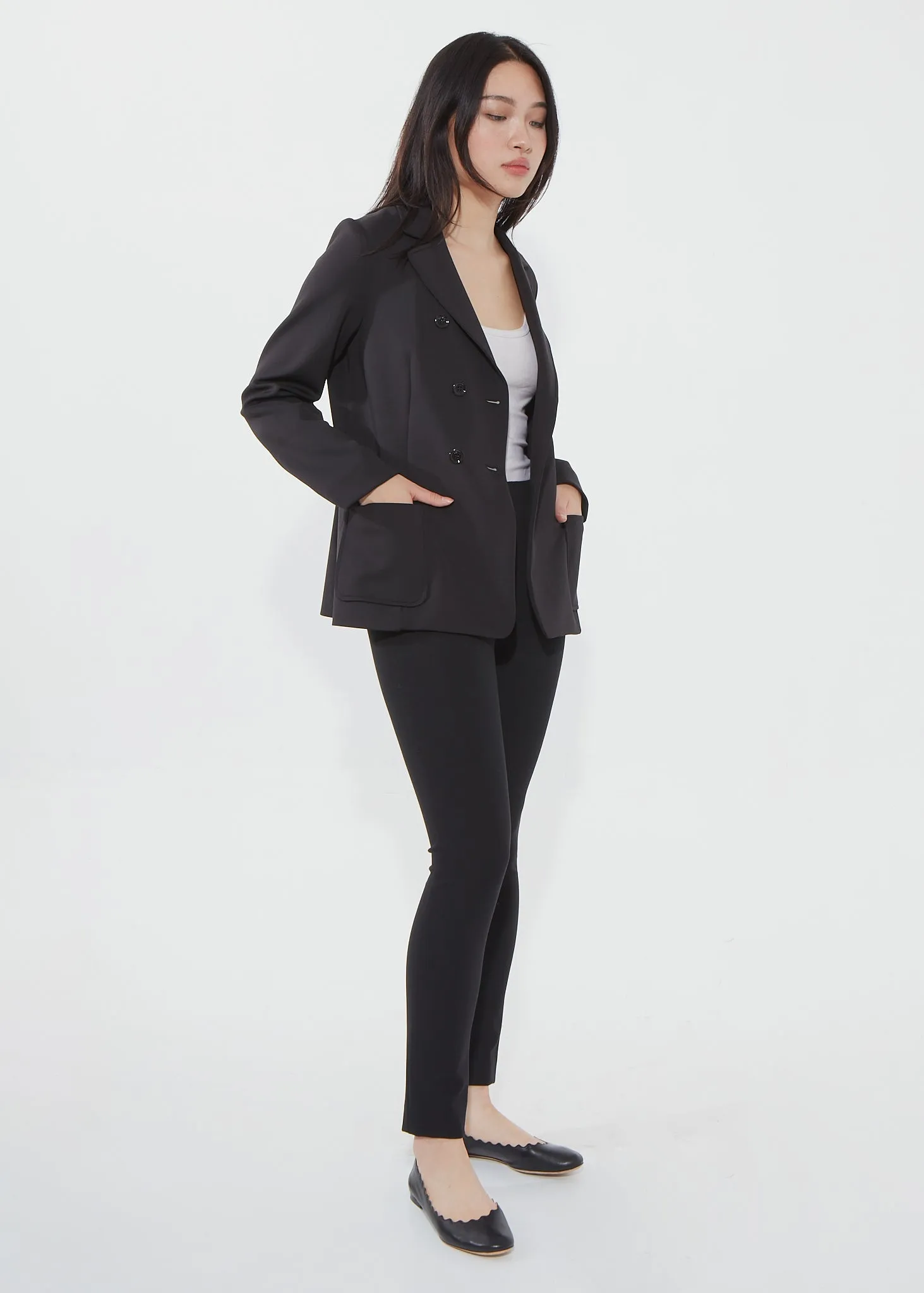 Sonia Rykiel Black Jersey Double Breast Blazer - 38