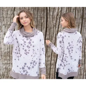 Star print knit sweater