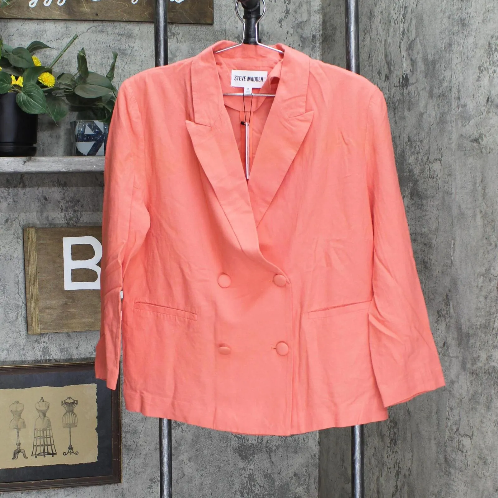 Steve Madden Apparel Womens Baldwin Blazer Jacket Porcelain Rose Pink M