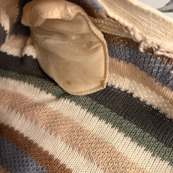 Striped Cream Cardigan Sweater