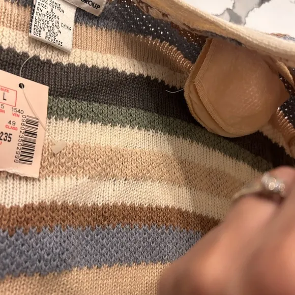 Striped Cream Cardigan Sweater