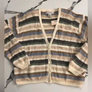 Striped Cream Cardigan Sweater