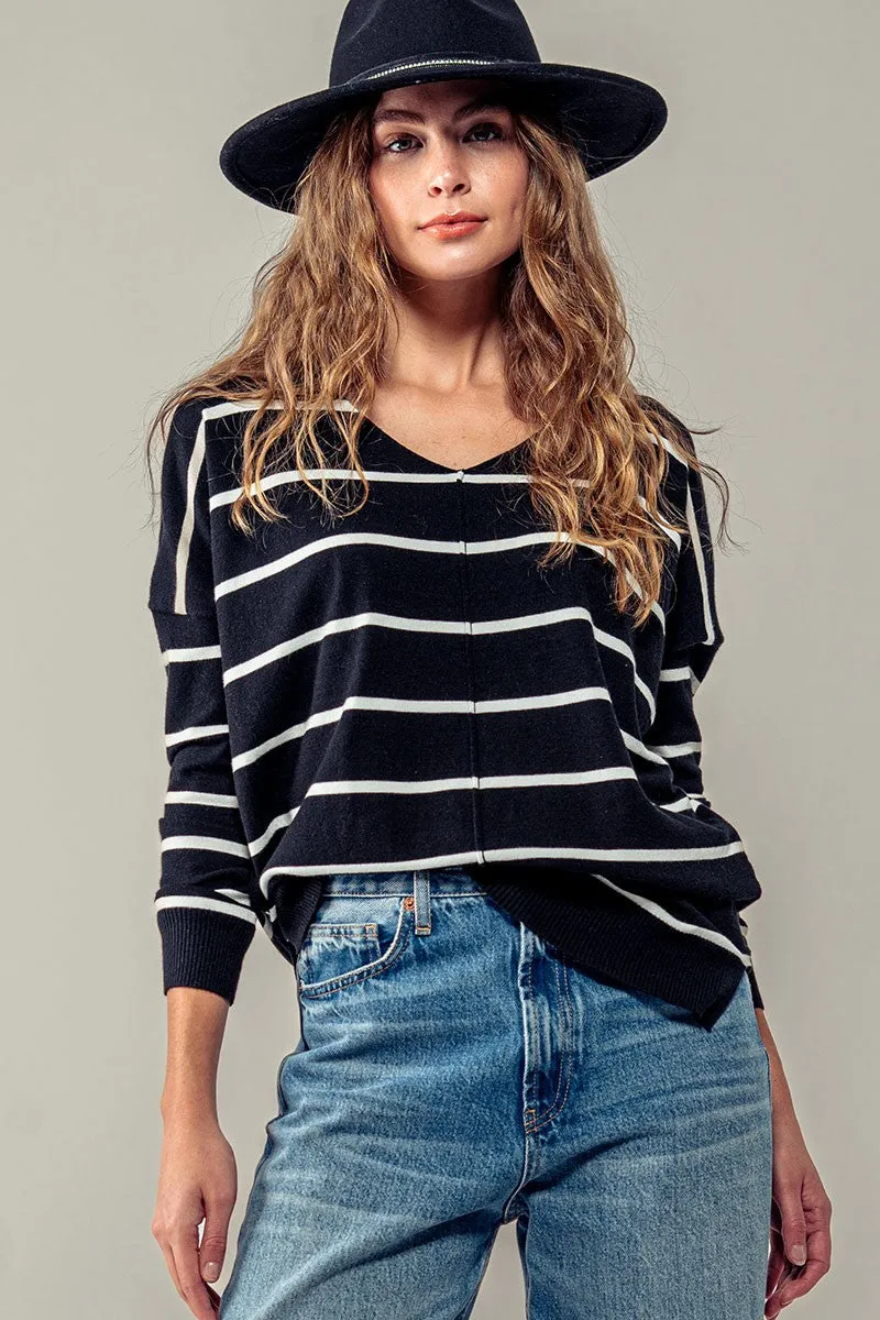 Striped Hi-Lo Sweater