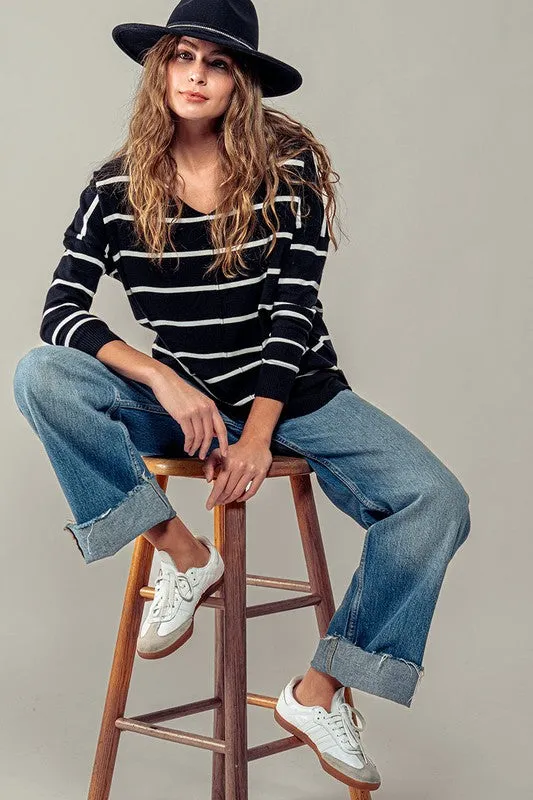 Striped Hi-Lo Sweater