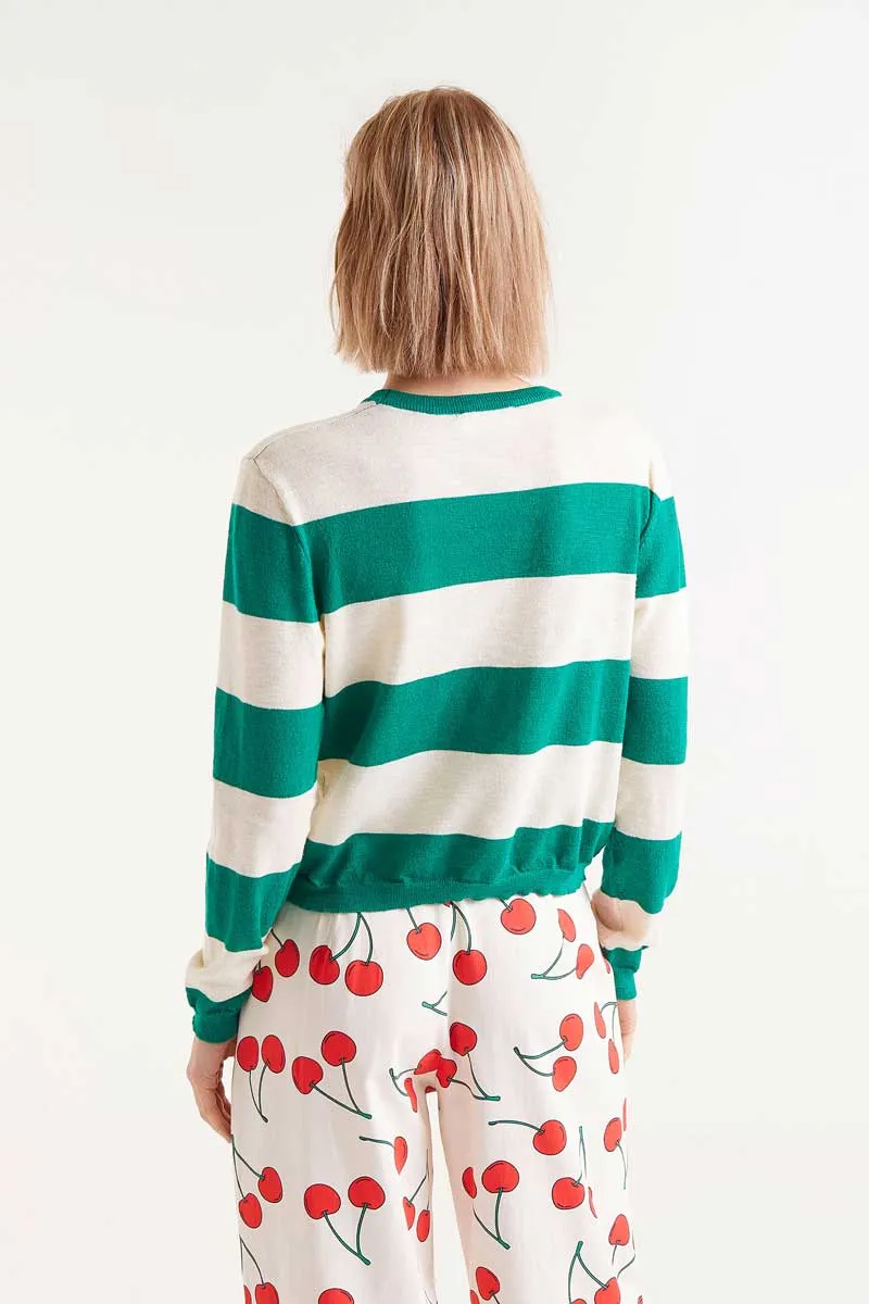 Striped Long Sleeve Sweater - Green